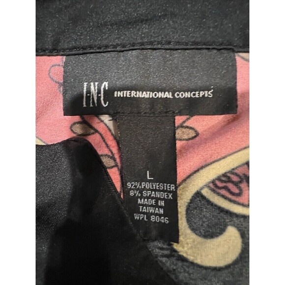 INC International Concepts Shift Dress Black Red Yellow 3/4 Belle Sleeves Large - Picture 7 of 8